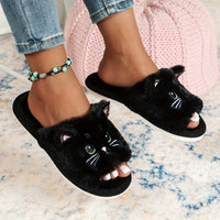 Black & White Cat Fleece Slippers