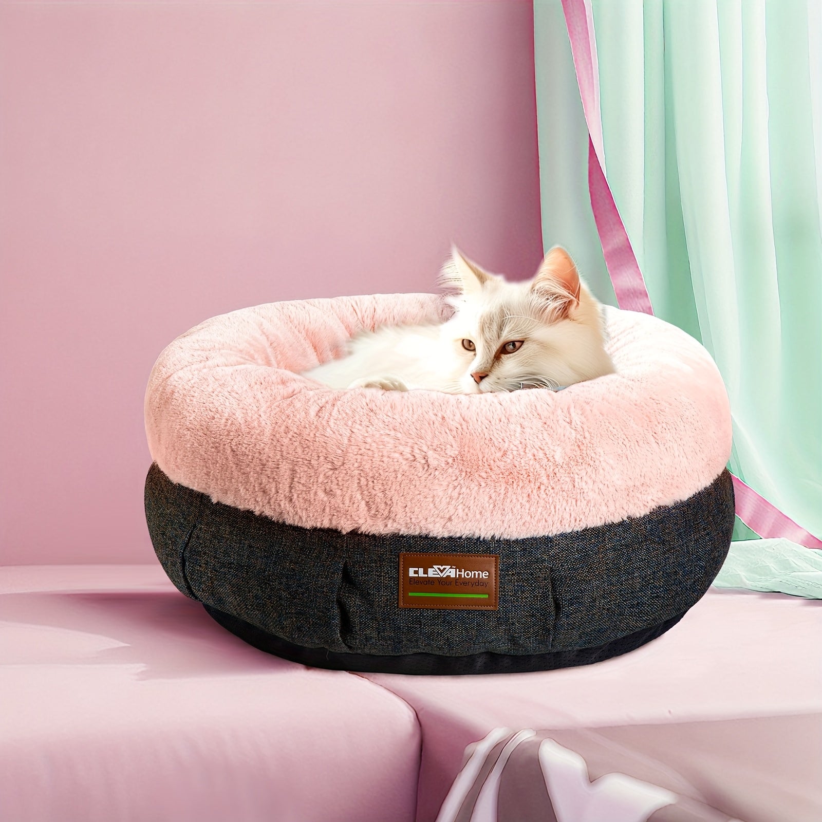 20 Inch Round Plush Pet Bed for Small Dogs and Cats