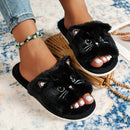 Black & White Cat Fleece Slippers