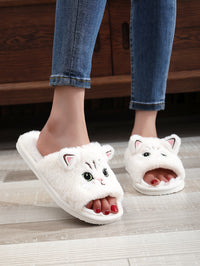 Black & White Cat Fleece Slippers