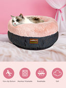 Cat Bed For Indoor Cats - 20 Inch Round Plush Pet Bed For Small Dogs & Cats Up To 11 Lbs, Cozy Donut Cuddler With Raised Rim & Anti-Slip Bottom, Washable Fluffy Calming Bed For Kittens & Puppies, Ideal Holiday & Birthday Gift by Tail chasers