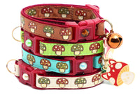 Woodland Mushrooms Breakaway Cat Collar-0