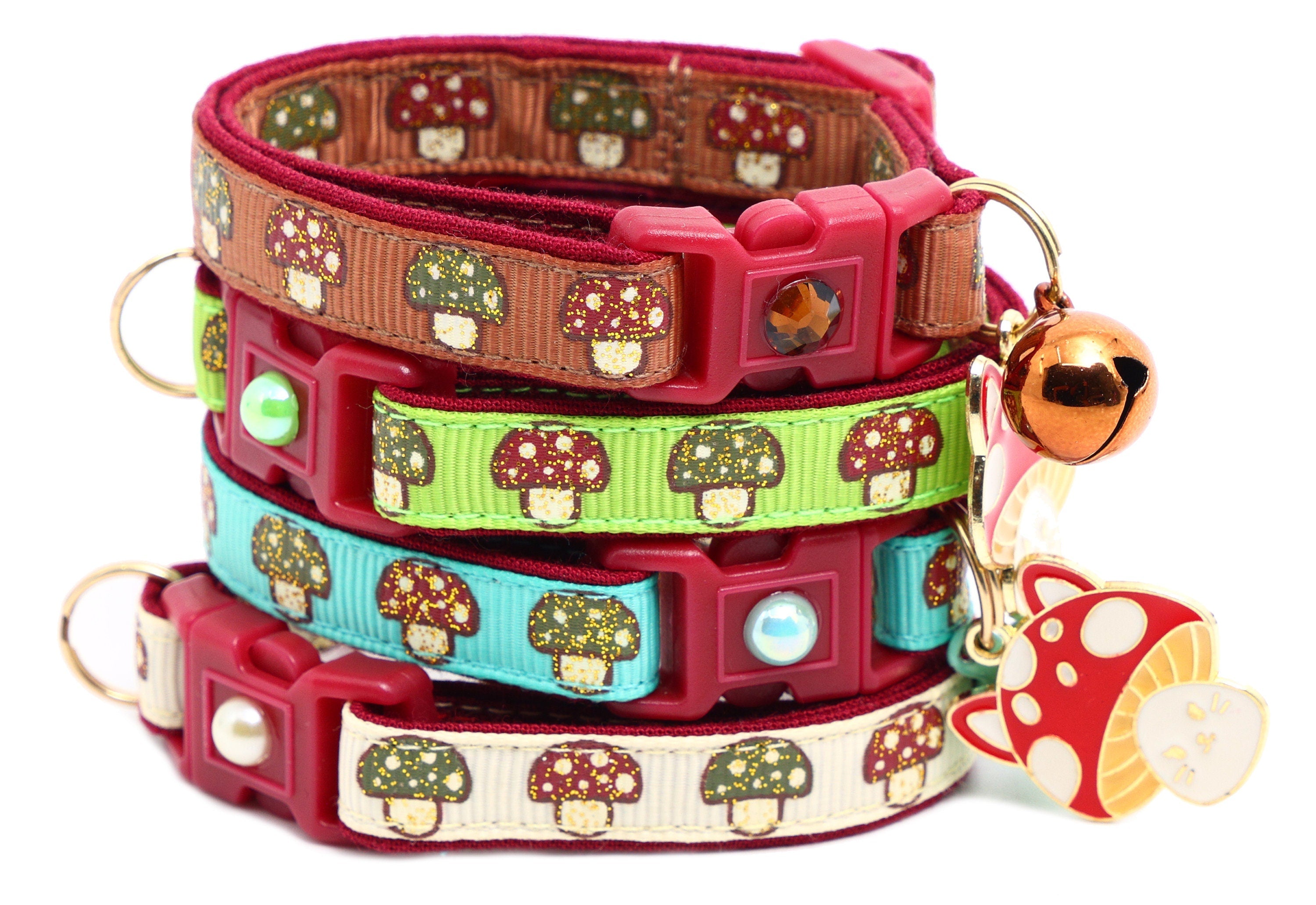 Woodland Mushrooms Breakaway Cat Collar-0