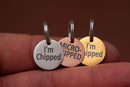 Stainless Steel "MICROCHIPPED" and "I'm Chipped" tags-0