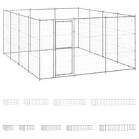 vidaXL Outdoor Dog Kennel Dog Pen Pet Crate Kennel Cage Fence for Yard Steel-5